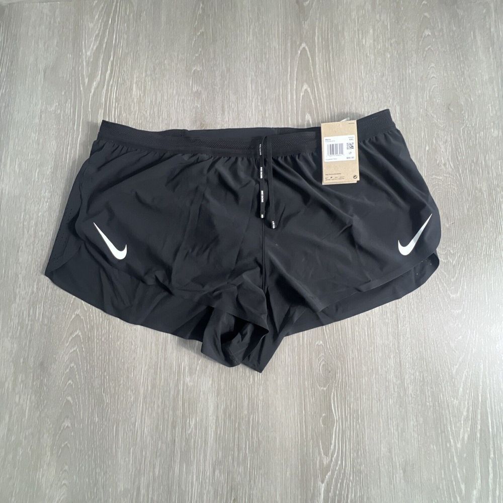 Nike Black Athletic Running Shorts with White Swoosh